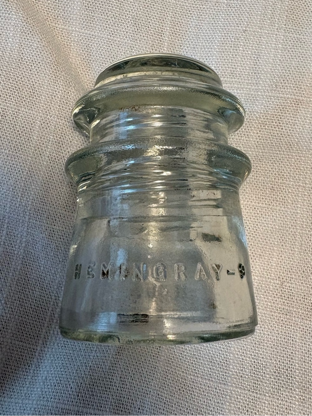 Vintage Hemingray No. 9 Clear Glass Insulator Made in USA Telephone Pole